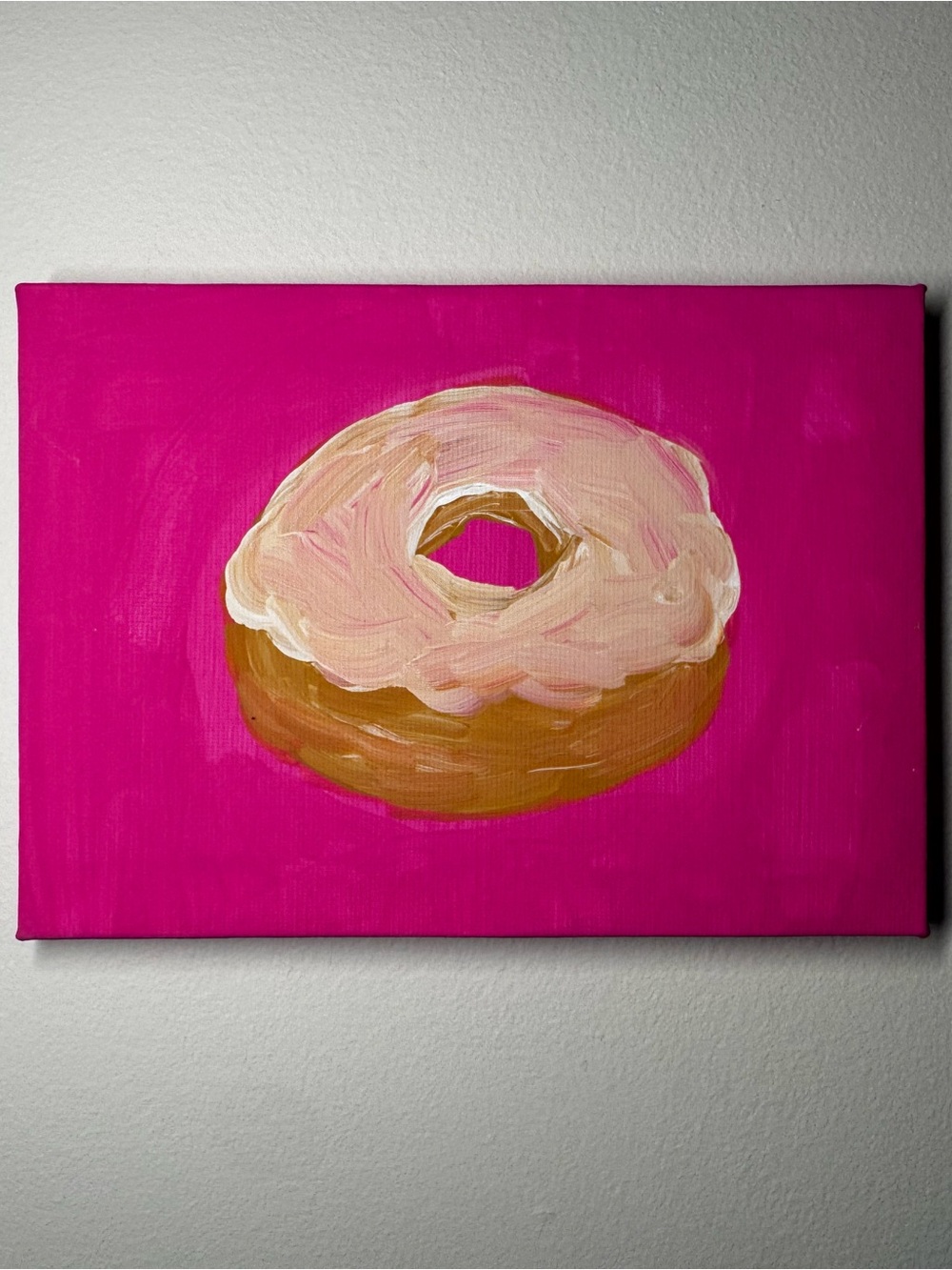 Hand Crafted Hot Pink & Cream Donut Painting
